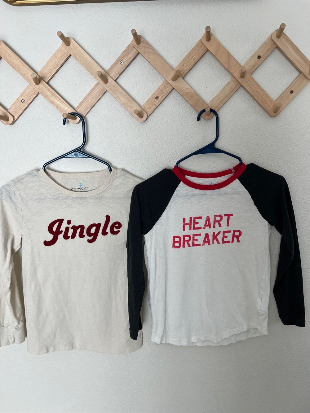 Crewcuts White Long-Sleeve Tees with Maroon & Black Accents